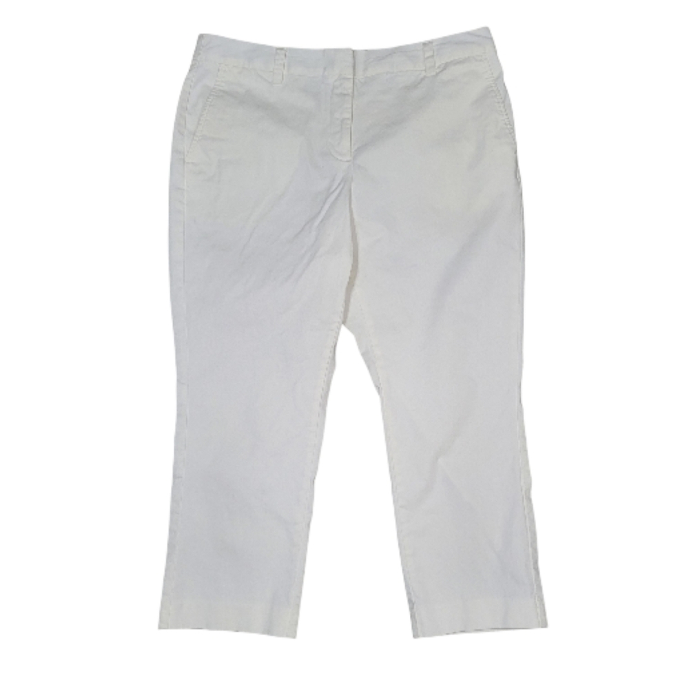 Lands End Women's Petite Cropped Chino Pants White Size 12P Flawed Office  Coast